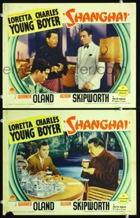 4g689 SHANGHAI 2 movie lobby cards '35 Charles Boyer, Warner Oland, Keye Luke!