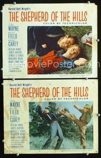 4g692 SHEPHERD OF THE HILLS 2 movie lobby cards R55 cool images of John Wayne, Betty Field!