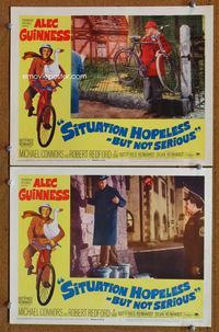 4g706 SITUATION HOPELESS-BUT NOT SERIOUS 2 movie lobby cards '65 wacky images of Alec Guinness!