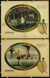 4g710 SLIM SHOULDERS 2 lobby cards '22 Irene Castle in a garden, girl on diving board at the beach!