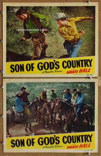 4g719 SON OF GOD'S COUNTRY 2 movie lobby cards '48 Monte Hale in fistfight, image of bad guys!
