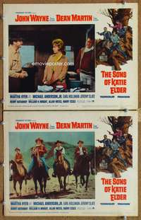 4g724 SONS OF KATIE ELDER 2 movie lobby cards '65 John Wayne, Dean Martin, Martha Hyer