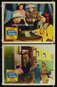 4g727 SOUTH OF CALIENTE 2 movie lobby cards '51 cool image of Roy Rogers having his fortune told!