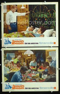 4g733 SPENCER'S MOUNTAIN 2 movie lobby cards '63 James MacArthur, Henry Fonda, Maureen O'Hara!
