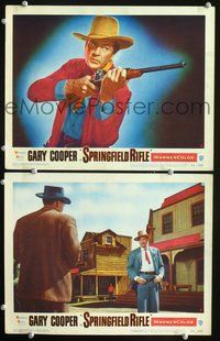 4g737 SPRINGFIELD RIFLE 2 movie lobby cards '52 cool image of Gary Cooper with rifle!