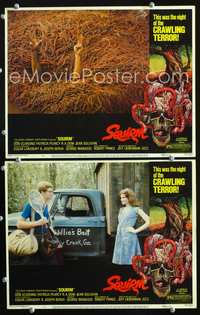 4g741 SQUIRM 2 movie lobby cards '76 creepy worm attack image, wild Struzan border artwork!