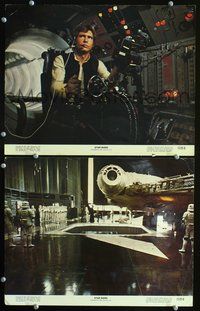 4g745 STAR WARS 2 movie lobby cards '77 George Lucas classic, cool image of Harrison Ford!