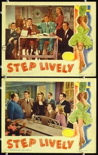 4g748 STEP LIVELY 2 movie lobby cards '44 Frank Sinatra, George Murphy, Gloria DeHaven!