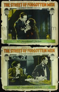 4g757 STREET OF FORGOTTEN MEN 2 movie lobby cards '25 Percy Marmont, Mary Brian