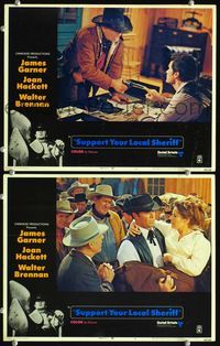 4g763 SUPPORT YOUR LOCAL SHERIFF 2 lobby cards '69 James Garner is the fastest finger in the West!