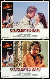 4g766 SWARM 2 movie lobby cards '78 Michael Caine, Katharine Ross, Olivia De Havilland!
