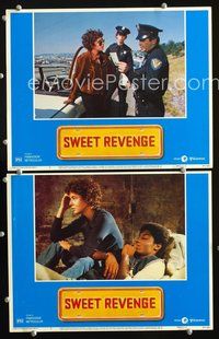 4g768 SWEET REVENGE 2 movie lobby cards '77 Stockard Channing gets pulled over!