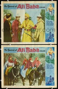 4g769 SWORD OF ALI BABA 2 movie lobby cards '65 Peter Mann, Arabian fantasy!