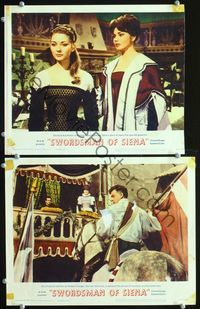 4g770 SWORDSMAN OF SIENA 2 movie lobby cards '62 Stewart Granger, Sylva Koscina, Christine Kaufmann!