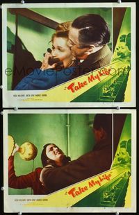 4g771 TAKE MY LIFE 2 lobby cards '49 Ronald Neame directed, Greta Gynt, Betrayed by every move!