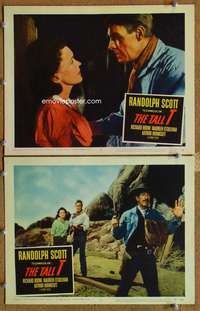 4g772 TALL T 2 movie lobby cards '57 Budd Boetticher directed, Randolph Scott, Maureen O'Sullivan!
