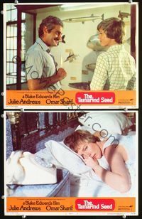 4g773 TAMARIND SEED 2 movie lobby cards '74 close-up of Julie Andrews, Omar Sharif!