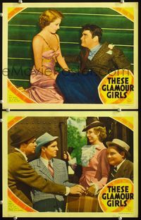 4g790 THESE GLAMOUR GIRLS 2 movie lobby cards '39 young sexy Lana Turner in her first starring role!