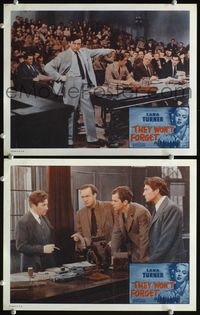 4g800 THEY WON'T FORGET 2 movie lobby cards R50s images of lawyer Claude Rains!