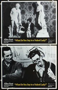 4g890 WHAT DO YOU SAY TO A NAKED LADY 2 lobby cards '70 Allan Funt Candid Camera x-rated comedy!
