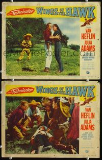 4g906 WINGS OF THE HAWK 2 movie lobby cards '53 Van Heflin, directed by Budd Boetticher!