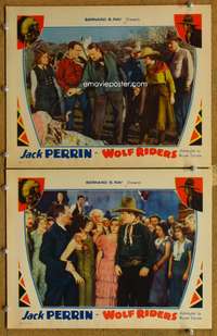 4g908 WOLF RIDERS 2 movie lobby cards '35 Jack Perrin, Lillian Gilmore, western!