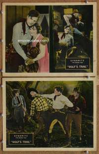 4g910 WOLF'S TRAIL 2 movie lobby cards '27 Francis Ford directed, Dynamite the wonder dog!