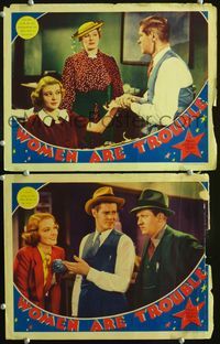 4g914 WOMEN ARE TROUBLE 2 movie lobby cards '36 Stuart Erwin, pretty Florence Rice!