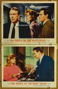 4g921 WRECK OF THE MARY DEARE 2 movie lobby cards '59 Gary Cooper, Charlton Heston!