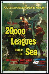 4h022 20,000 LEAGUES UNDER THE SEA 1sh R71 Jules Verne classic, wonderful art of deep sea divers!