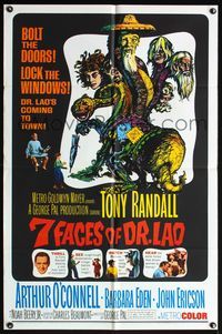 4h031 7 FACES OF DR. LAO 1sh '64 great art of Tony Randall's personalities by Joseph Smith!