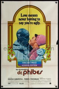 4h038 ABOMINABLE DR. PHIBES 1sh '71 Vincent Price says love means never having to say you're ugly!
