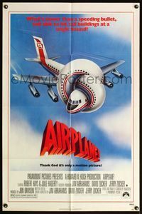 4h047 AIRPLANE 1sh '80 classic zany parody by Jim Abrahams and David & Jerry Zucker!