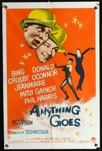 4h075 ANYTHING GOES 1sh '56 Bing Crosby, Donald O'Connor, Jeanmaire, music by Cole Porter!