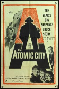 4h079 ATOMIC CITY 1sh '52 Gene Barry, Cold War, big suspense shock story!
