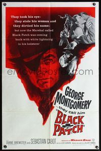 4h134 BLACK PATCH 1sh '57 they took George Montgomery's eye, his woman, and his name!