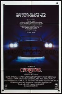4h209 CHRISTINE int'l 1sh '83 written by Stephen King, directed by John Carpenter, creepy car image!