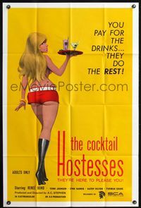 4h222 COCKTAIL HOSTESSES 1sh '73 written by Ed Wood, artwork of sexiest waitress!