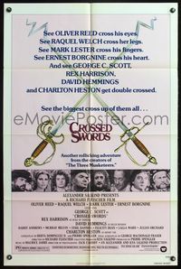 4h244 CROSSED SWORDS 1sh '77 Richard Fleischer directed, Racquel Welch, Oliver Reed!