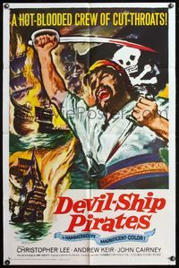 4h273 DEVIL-SHIP PIRATES 1sh '64 a hot-blooded crew of cutthroats, cool buccaneer artwork!