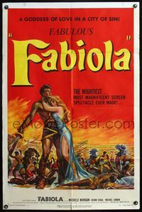 4h331 FABIOLA 1sh '51 sexy Michele Morgan is the Goddess of Love in a city of sin, cool art!