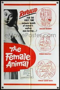 4h351 FEMALE ANIMAL 1sh '70 intimate details of women's endless man-baiting!
