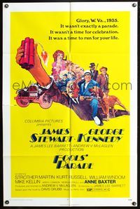4h393 FOOLS' PARADE 1sh '71 James Stewart, George Kennedy, Strother Martin, cool artwork!