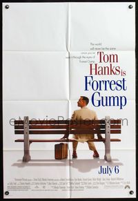 4h398 FORREST GUMP DS advance 1sh '94 Tom Hanks, Robin Wright Penn, Robert Zemeckis classic!