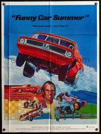 4h411 FUNNY CAR SUMMER 1sh '73 cool drag racing art, when you're near it...you'll hear it!
