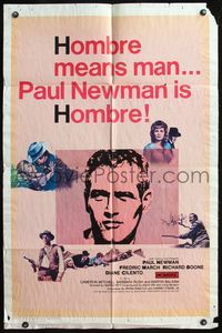 4h493 HOMBRE 1sh '66 Paul Newman, Martin Ritt, Fredric March, it means man!