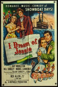 4h530 I DREAM OF JEANIE 1sh '52 Ray Middleton, Bill Shirley, Muriel Lawrence, romance,music,comedy!