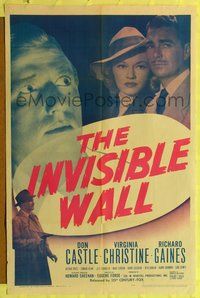 4h547 INVISIBLE WALL 1sh '47 Don Castle loses $10,000 of his bookie's money & is accused of murder!