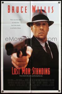 4h582 LAST MAN STANDING int'l 1sh '96 great image of gangster Bruce Willis pointing gun!