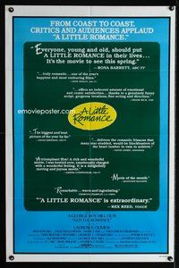 4h597 LITTLE ROMANCE style D 1sh '79 George Roy Hill's story of young lovers & man who helps them!